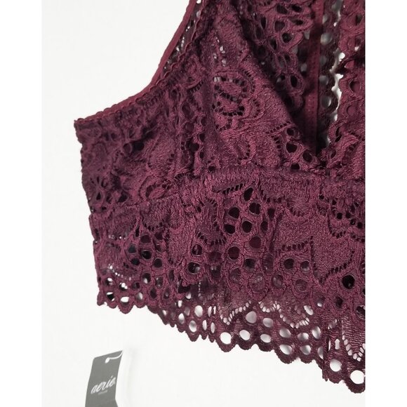 NEW Aerie High Neck Lace Bralette M Keyhole Stretch Comfort Lounge Sexy Romantic - Picture 13 of 16